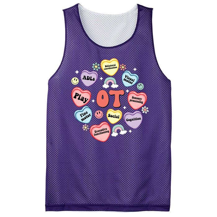 Occupational Therapy Candy Heart Valentines Day Mesh Reversible Basketball Jersey Tank