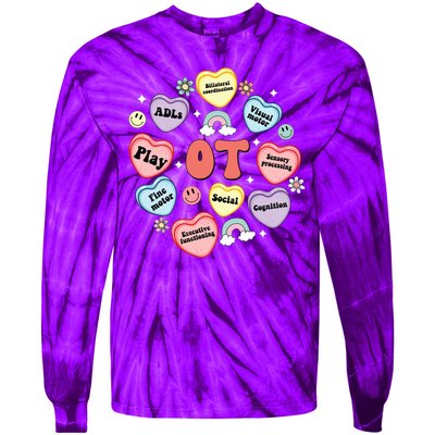 Occupational Therapy Candy Heart Valentines Day Tie-Dye Long Sleeve Shirt