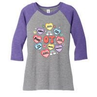 Occupational Therapy Candy Heart Valentines Day Women's Tri-Blend 3/4-Sleeve Raglan Shirt