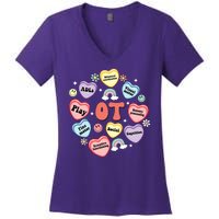 Occupational Therapy Candy Heart Valentines Day Women's V-Neck T-Shirt