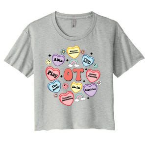 Occupational Therapy Candy Heart Valentines Day Women's Crop Top Tee