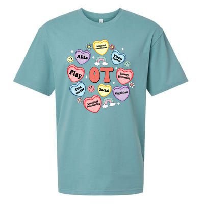 Occupational Therapy Candy Heart Valentines Day Sueded Cloud Jersey T-Shirt