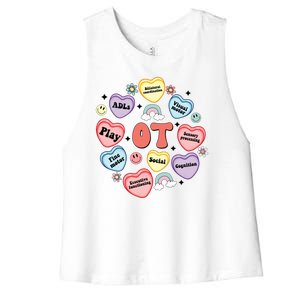 Occupational Therapy Candy Heart Valentines Day Women's Racerback Cropped Tank