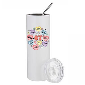 Occupational Therapy Candy Heart Valentines Day Stainless Steel Tumbler