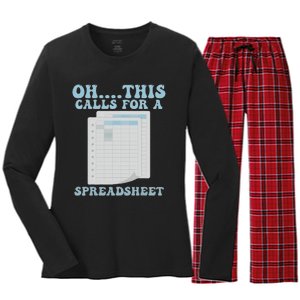 Oh... This Calls For A Spreadsheet Office Quote Saying Women's Long Sleeve Flannel Pajama Set 