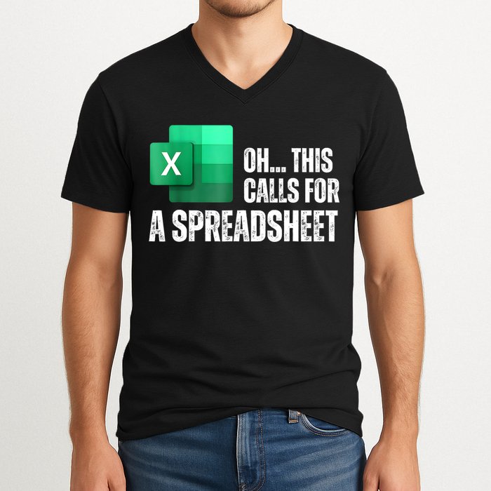 Oh This Calls For A Spreadsheet Funny Office V-Neck T-Shirt