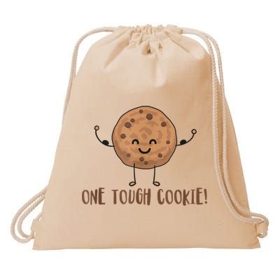 One Tough Cookie Cute Chocolate Chip Cookie With Muscles Drawstring Bag