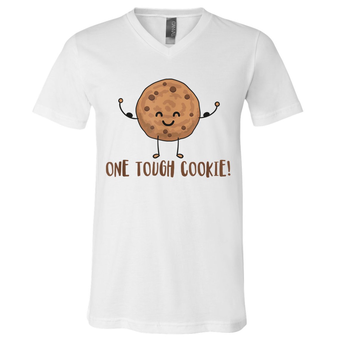 One Tough Cookie Cute Chocolate Chip Cookie With Muscles V-Neck T-Shirt