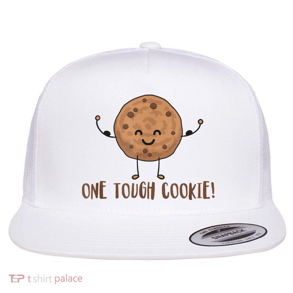 One Tough Cookie Cute Chocolate Chip Cookie With Muscles Flatbill Hat