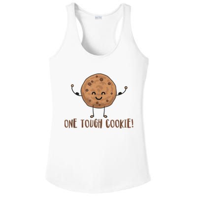 One Tough Cookie Cute Chocolate Chip Cookie With Muscles Ladies PosiCharge Competitor Racerback Tank