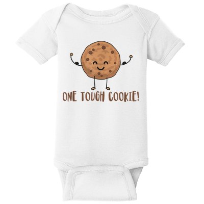 One Tough Cookie Cute Chocolate Chip Cookie With Muscles Baby Bodysuit
