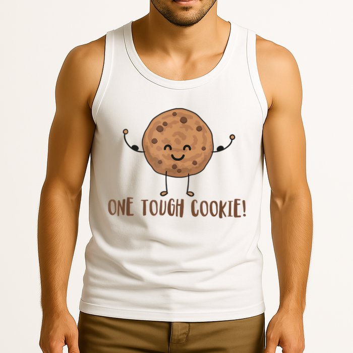 One Tough Cookie Cute Chocolate Chip Cookie With Muscles Tank Top