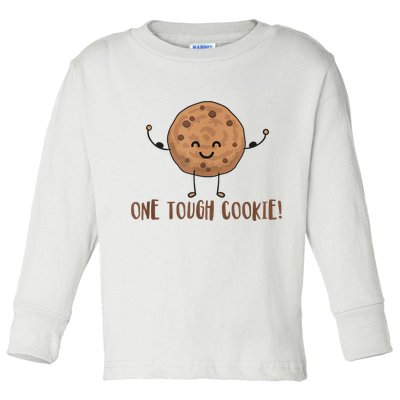 One Tough Cookie Cute Chocolate Chip Cookie With Muscles Toddler Long Sleeve Shirt