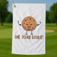 One Tough Cookie Cute Chocolate Chip Cookie With Muscles Golf Towel