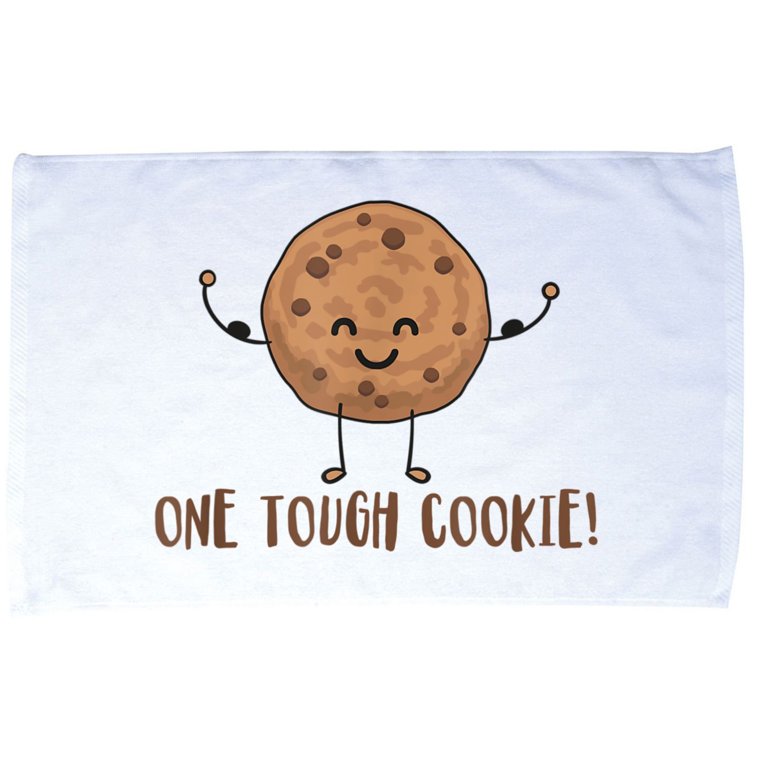 One Tough Cookie Cute Chocolate Chip Cookie With Muscles Microfiber Hand Towel