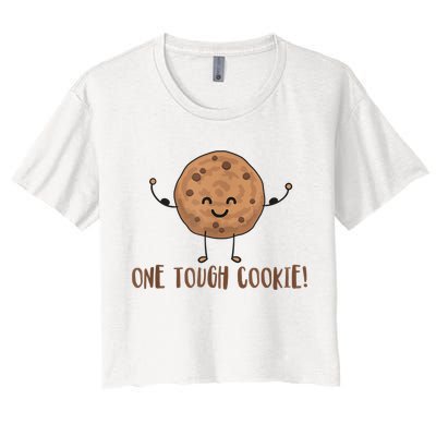 One Tough Cookie Cute Chocolate Chip Cookie With Muscles Crop Top