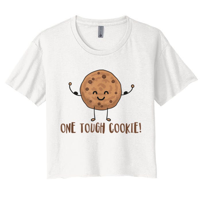 One Tough Cookie Cute Chocolate Chip Cookie With Muscles Crop Top