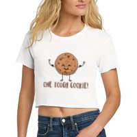 One Tough Cookie Cute Chocolate Chip Cookie With Muscles Crop Top