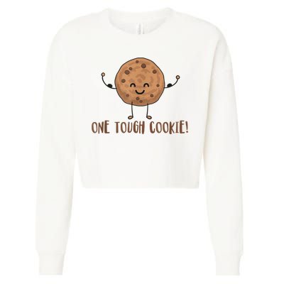 One Tough Cookie Cute Chocolate Chip Cookie With Muscles Cropped Pullover Crew