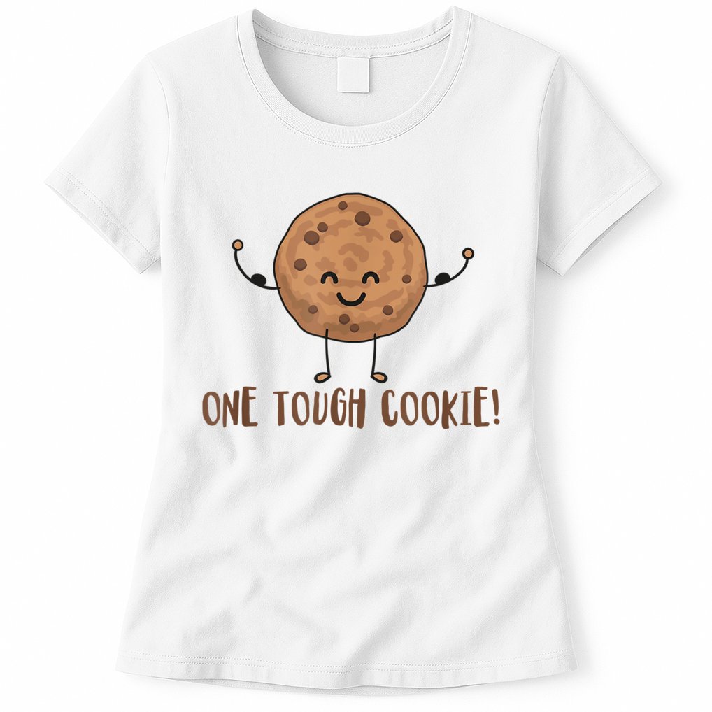 One Tough Cookie Cute Chocolate Chip Cookie With Muscles Womens T-Shirt