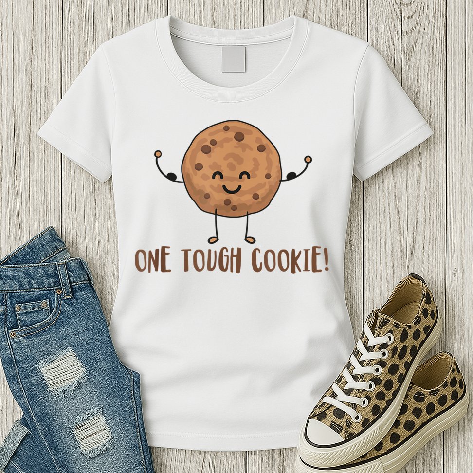 One Tough Cookie Cute Chocolate Chip Cookie With Muscles Womens T-Shirt