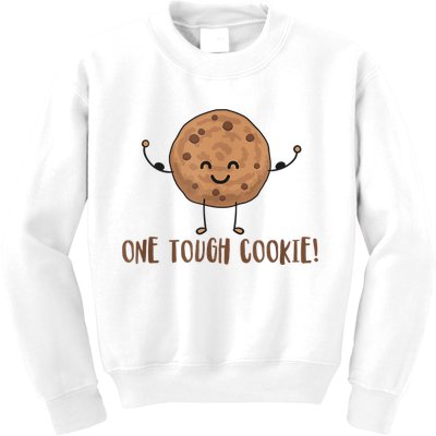 One Tough Cookie Cute Chocolate Chip Cookie With Muscles Kids Sweatshirt