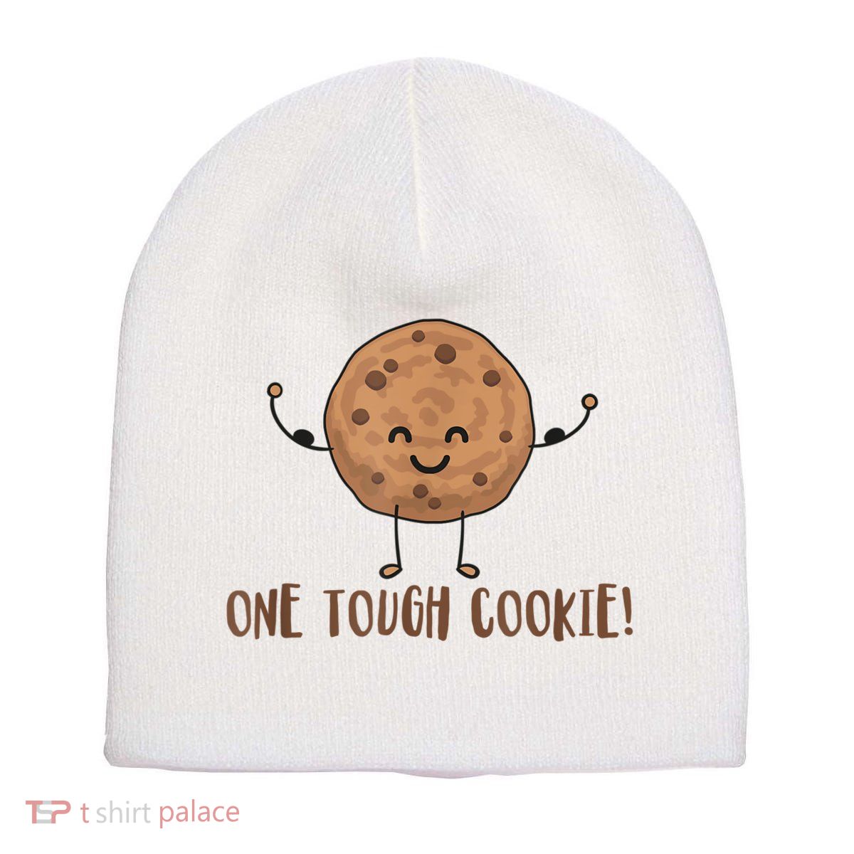 One Tough Cookie Cute Chocolate Chip Cookie With Muscles Short Acrylic Beanie