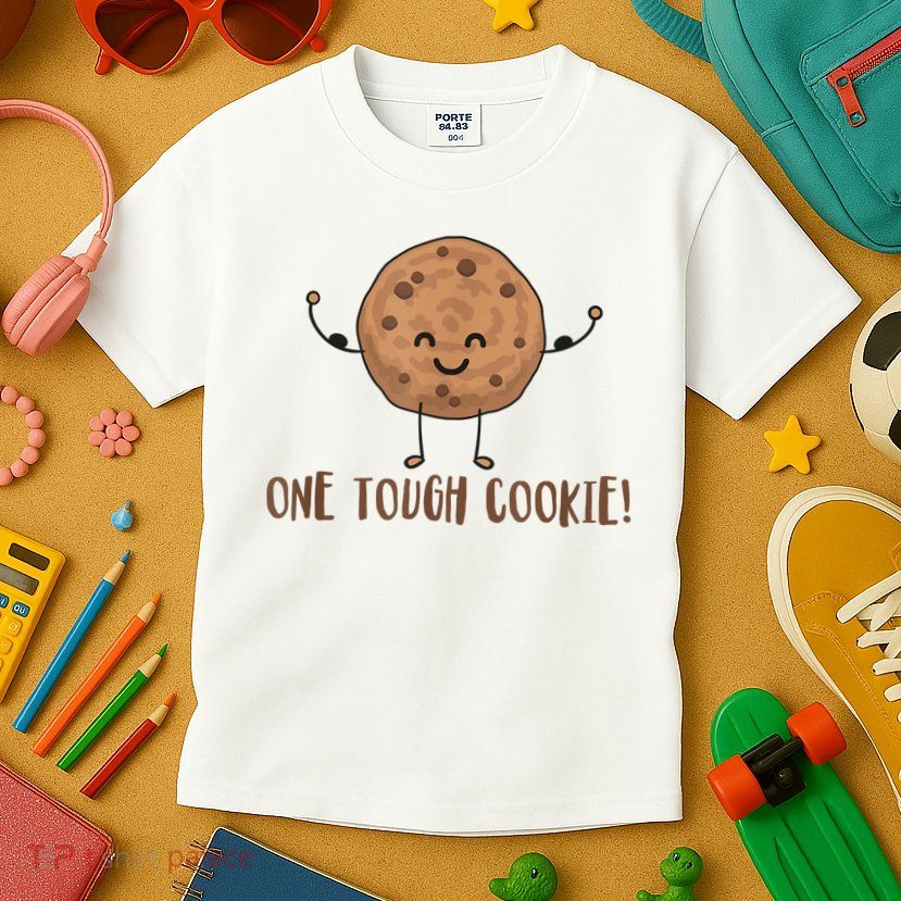 One Tough Cookie Cute Chocolate Chip Cookie With Muscles Kids T-Shirt