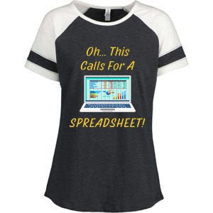 Oh... This Calls For A Spreadsheet Office Saying Quote Funny Enza Ladies Jersey Colorblock Tee