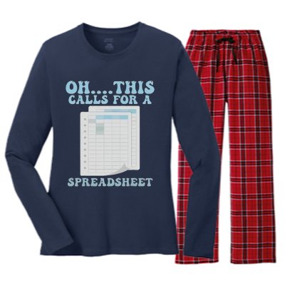 Oh... This Calls For A Spreadsheet Office Quote Saying Funny Women's Long Sleeve Flannel Pajama Set 