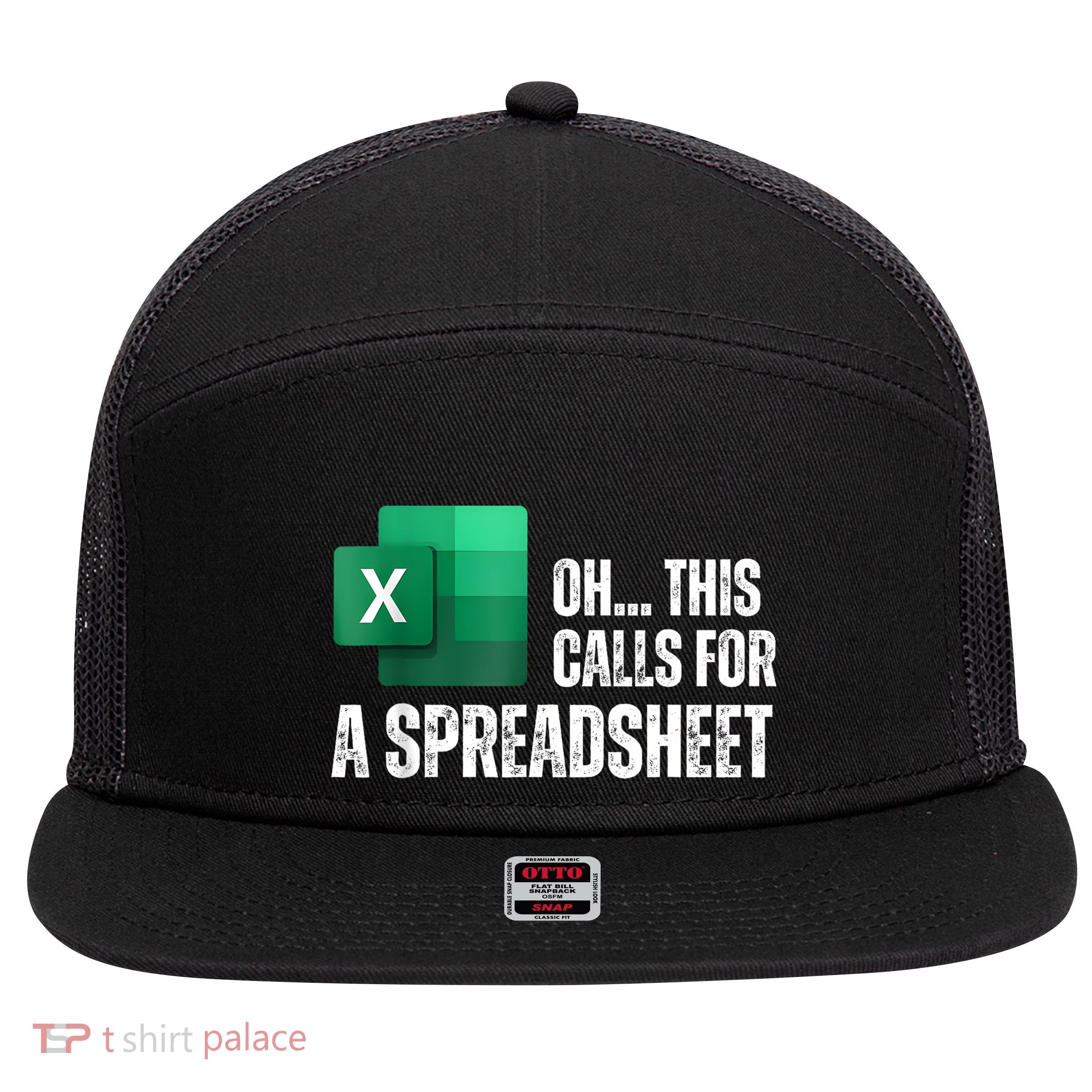 Oh This Calls For A Spreadsheet Funny Office 7 Panel Mesh Trucker Snapback Hat