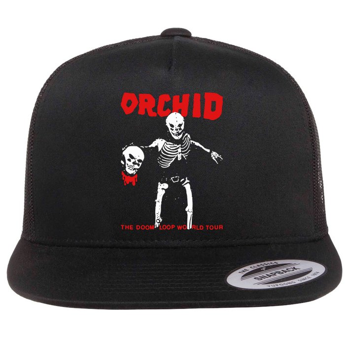 Orchid The Doom Loop World Flat Bill Trucker Hat