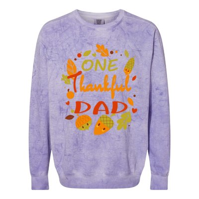 One Thankful Dad Cute Gift Family Daddy Thanksgiving Matching Gift Colorblast Crewneck Sweatshirt