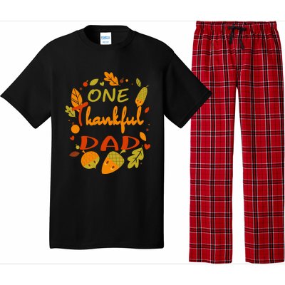 One Thankful Dad Cute Gift Family Daddy Thanksgiving Matching Gift Pajama Set