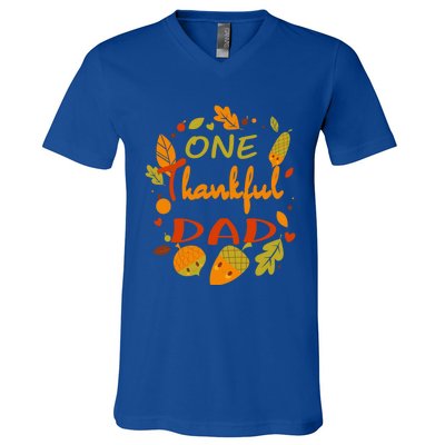 One Thankful Dad Cute Gift Family Daddy Thanksgiving Matching Gift V-Neck T-Shirt