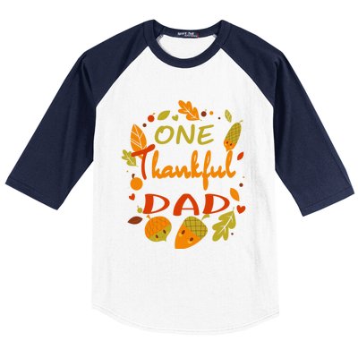 One Thankful Dad Cute Gift Family Daddy Thanksgiving Matching Gift Baseball Sleeve Shirt