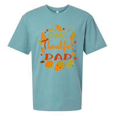 One Thankful Dad Cute Gift Family Daddy Thanksgiving Matching Gift Sueded Cloud Jersey T-Shirt