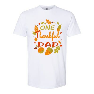 One Thankful Dad Cute Gift Family Daddy Thanksgiving Matching Gift Softstyle CVC T-Shirt