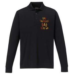 One Thankful Dad To Be Thanksgiving Pregnancy Announcement Performance Long Sleeve Polo