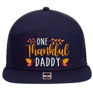 One Thankful Daddy Thanksgiving Day Family Matching 7 Panel Mesh Trucker Snapback Hat