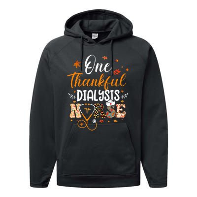 One Thankful Dialysis Nurse Thanksgiving Day Performance Fleece Hoodie