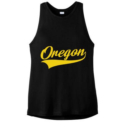 Oregon Throwback Design Print Classic Ladies PosiCharge Tri-Blend Wicking Tank