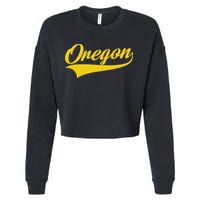 Oregon Throwback Design Print Classic Cropped Pullover Crew