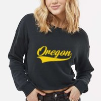 Oregon Throwback Design Print Classic Cropped Pullover Crew