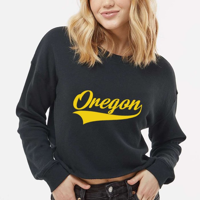 Oregon Throwback Design Print Classic Cropped Pullover Crew