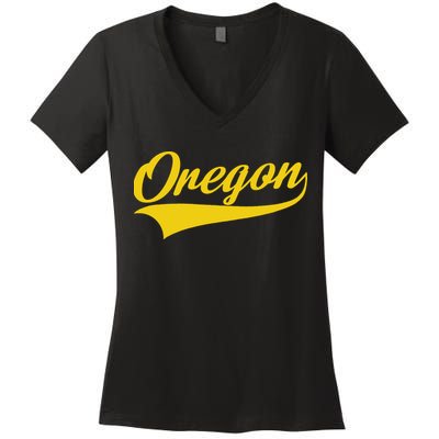Oregon Throwback Design Print Classic Women's V-Neck T-Shirt