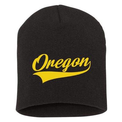 Oregon Throwback Design Print Classic Short Acrylic Beanie