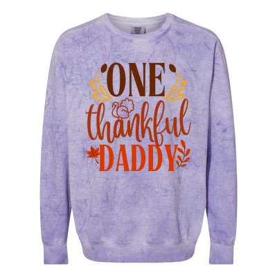 One Thankful Daddy Thanksgiving Day Family Matching Costume Gift Colorblast Crewneck Sweatshirt