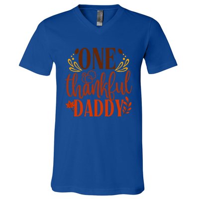 One Thankful Daddy Thanksgiving Day Family Matching Costume Gift V-Neck T-Shirt