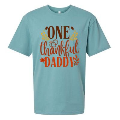 One Thankful Daddy Thanksgiving Day Family Matching Costume Gift Sueded Cloud Jersey T-Shirt